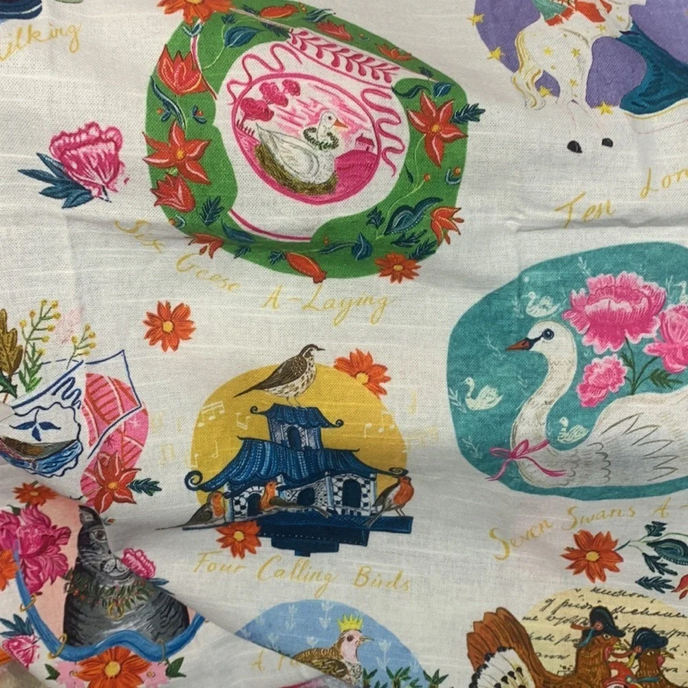 Anthropologie Emily Maude 12 days of Christmas kitchen dish towel new unused